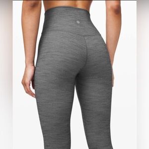 Lululemon Align Pant II 25" Mini Heathered Herringbone Gray Hi Rise Sz 2